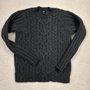 Rare Vintage Gap Lambswool Cableknit Sweater Women's Size XS Gray 2002 Y2K